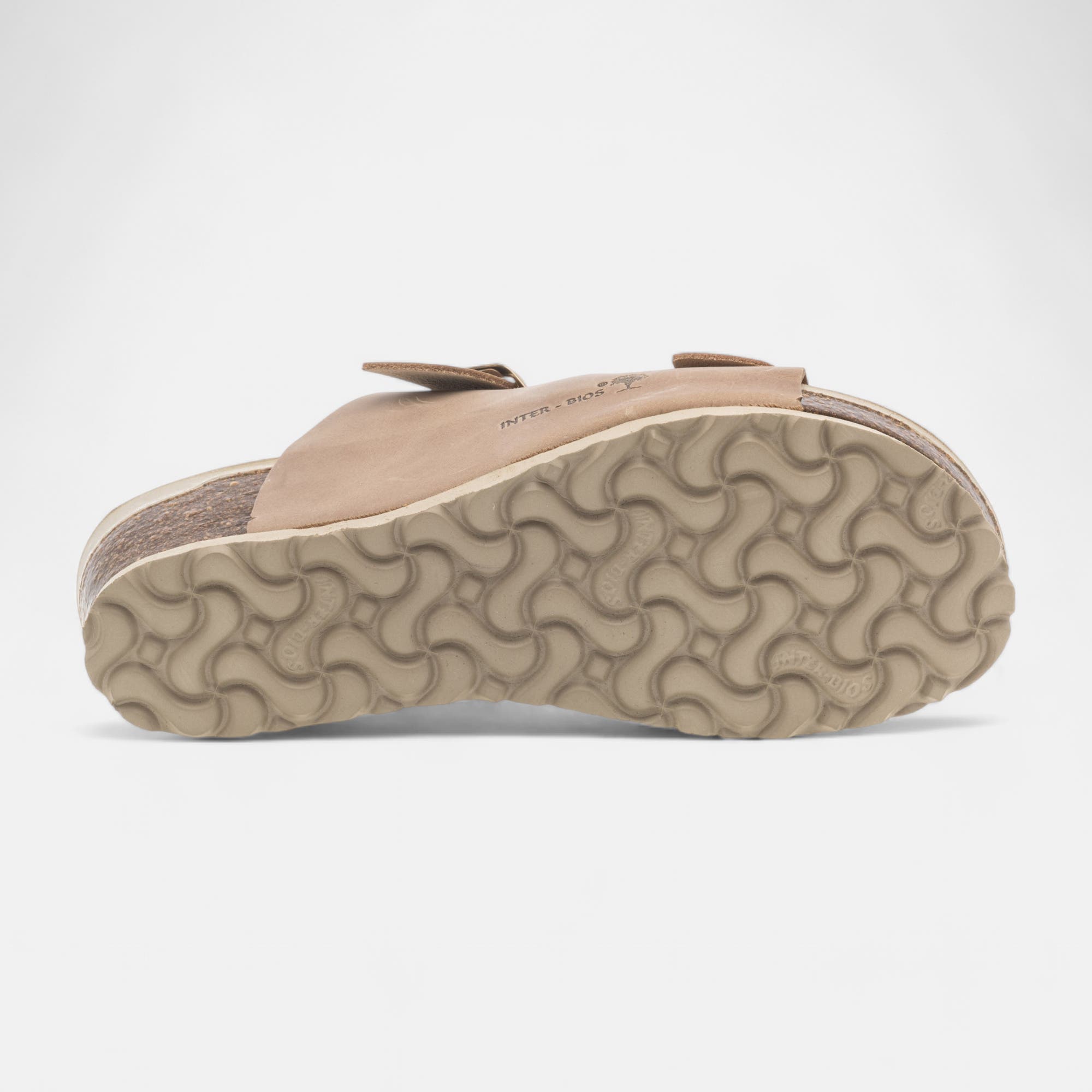 Mules semelle liège à talon compensé Femme en cuir beige