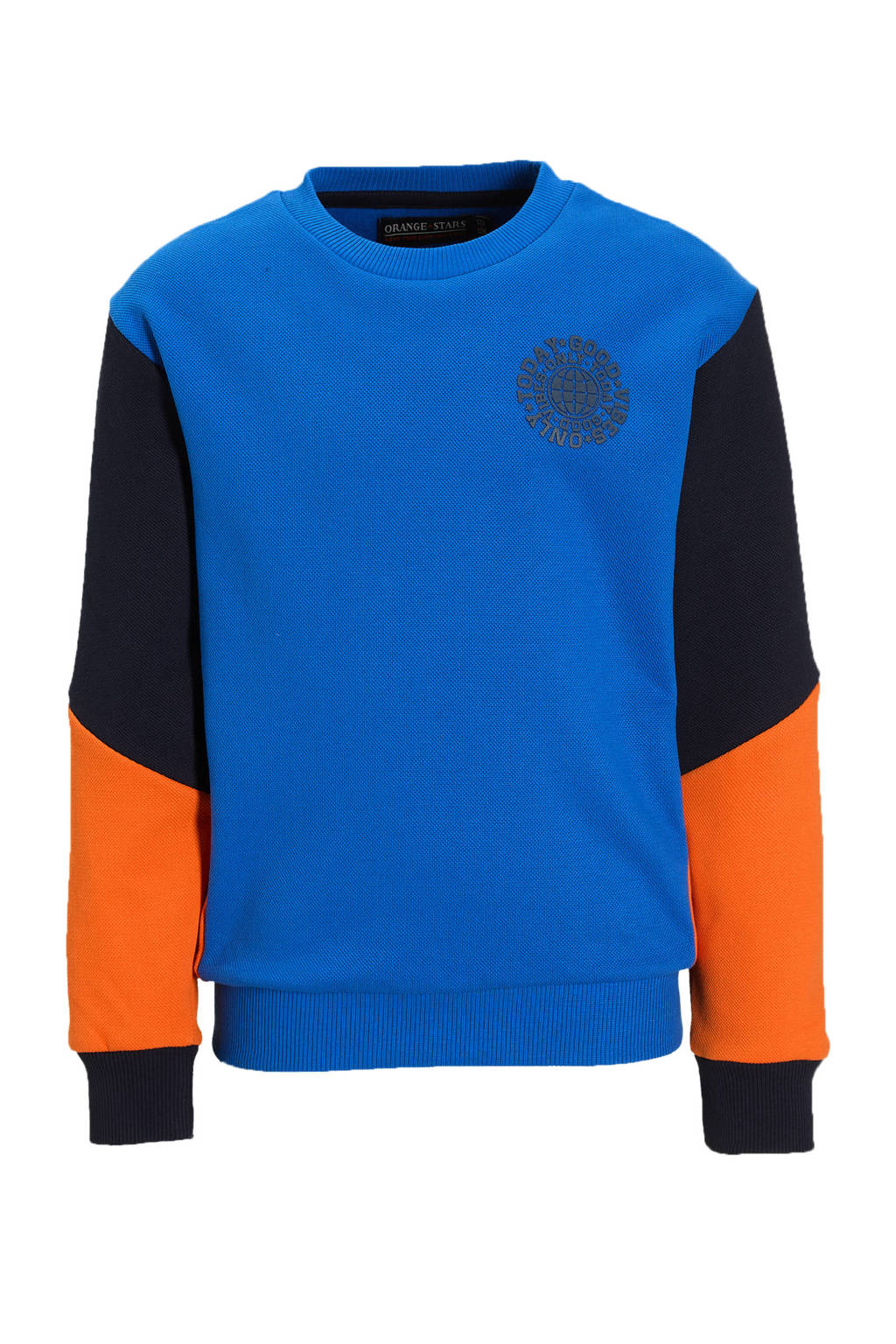 Orange Stars longsleeve Navid met printopdruk blauw / donkerblauw / oranje