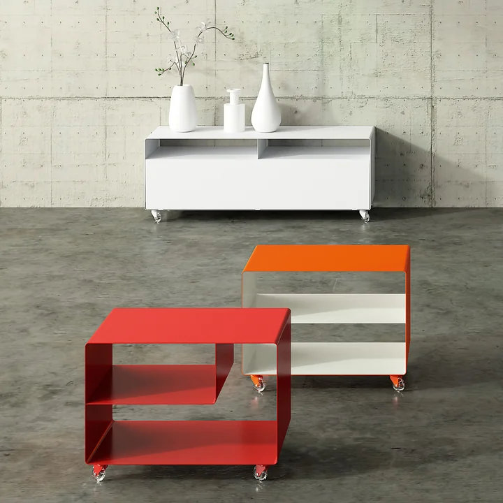 Müller Möbelfabrikation - R 109N Sideboard mit Klapptür auf Rollen, anthrazit seidenmatt (RAL 7016)