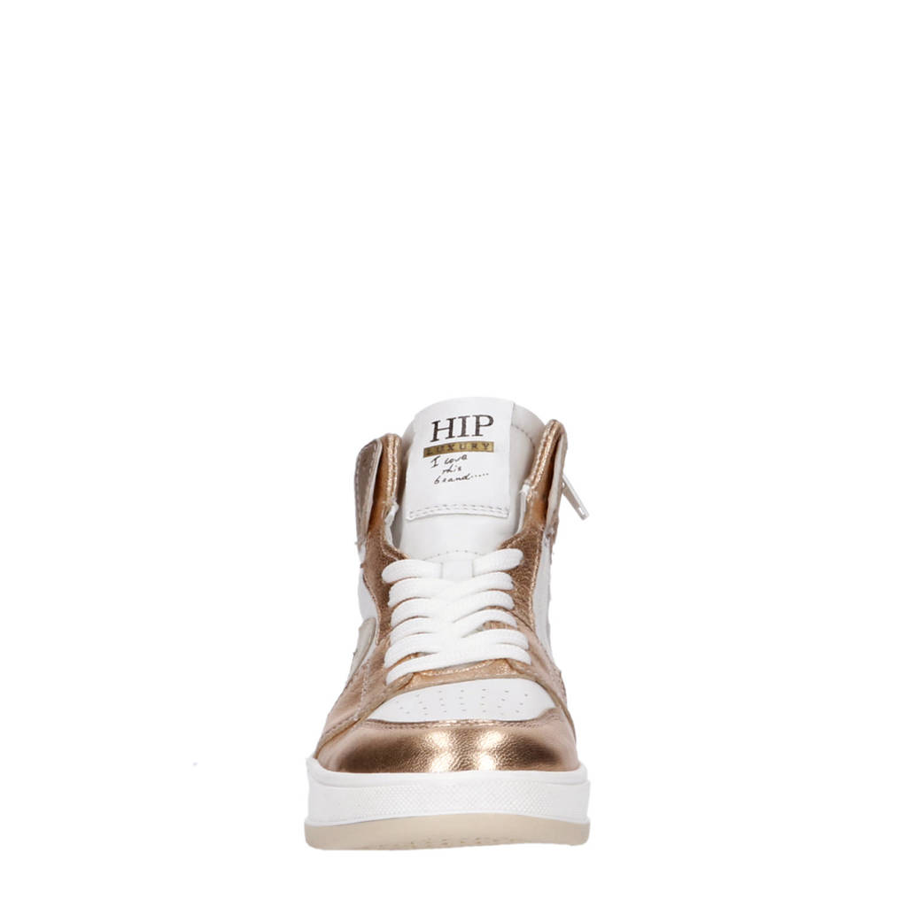 Hip leren sneakers brons/wit