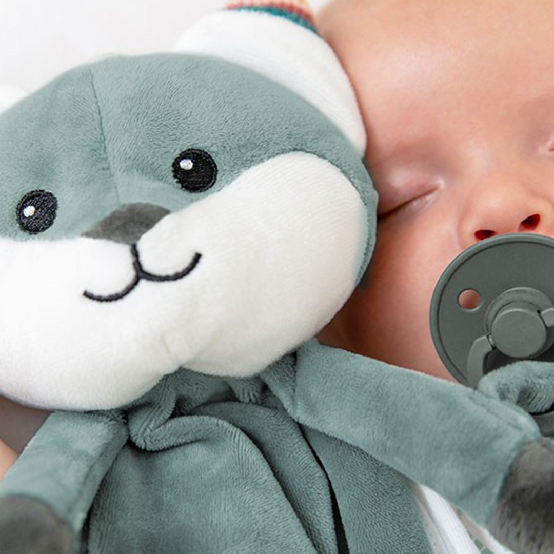 zazu knuffeldoekje met geluid vos felix - blauw