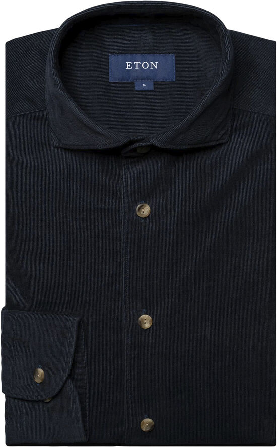 ETON Contemporary Fit Navy Blue Fine Whale Coruroy Shirt Blå