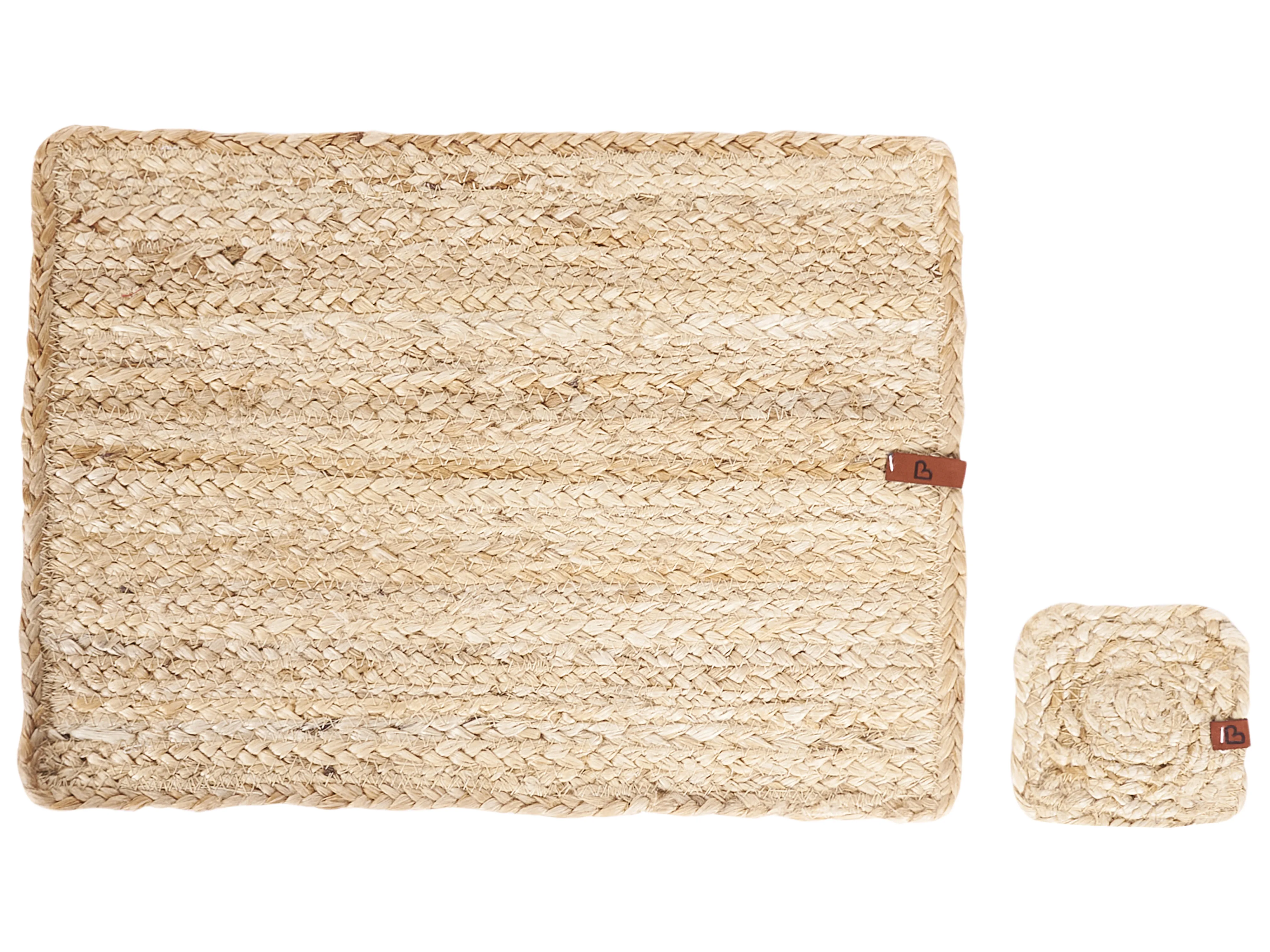 Placemats en onderzetters set QUANDONG Natuurlijk Jute