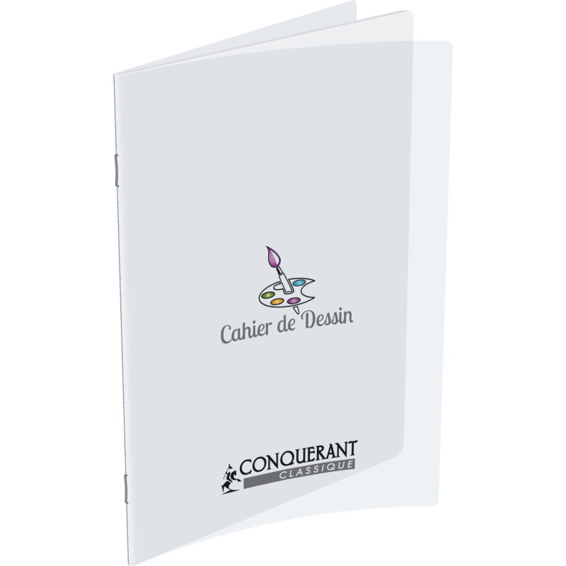 Cahier dessin oxford couverture polypropylène transparent a4+ 24x32cm 48 pages papier dessin uni