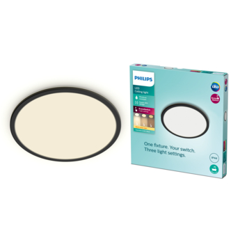 Philips badkamerlamp Superslim sceneswitch 1x18W zwart 2700K