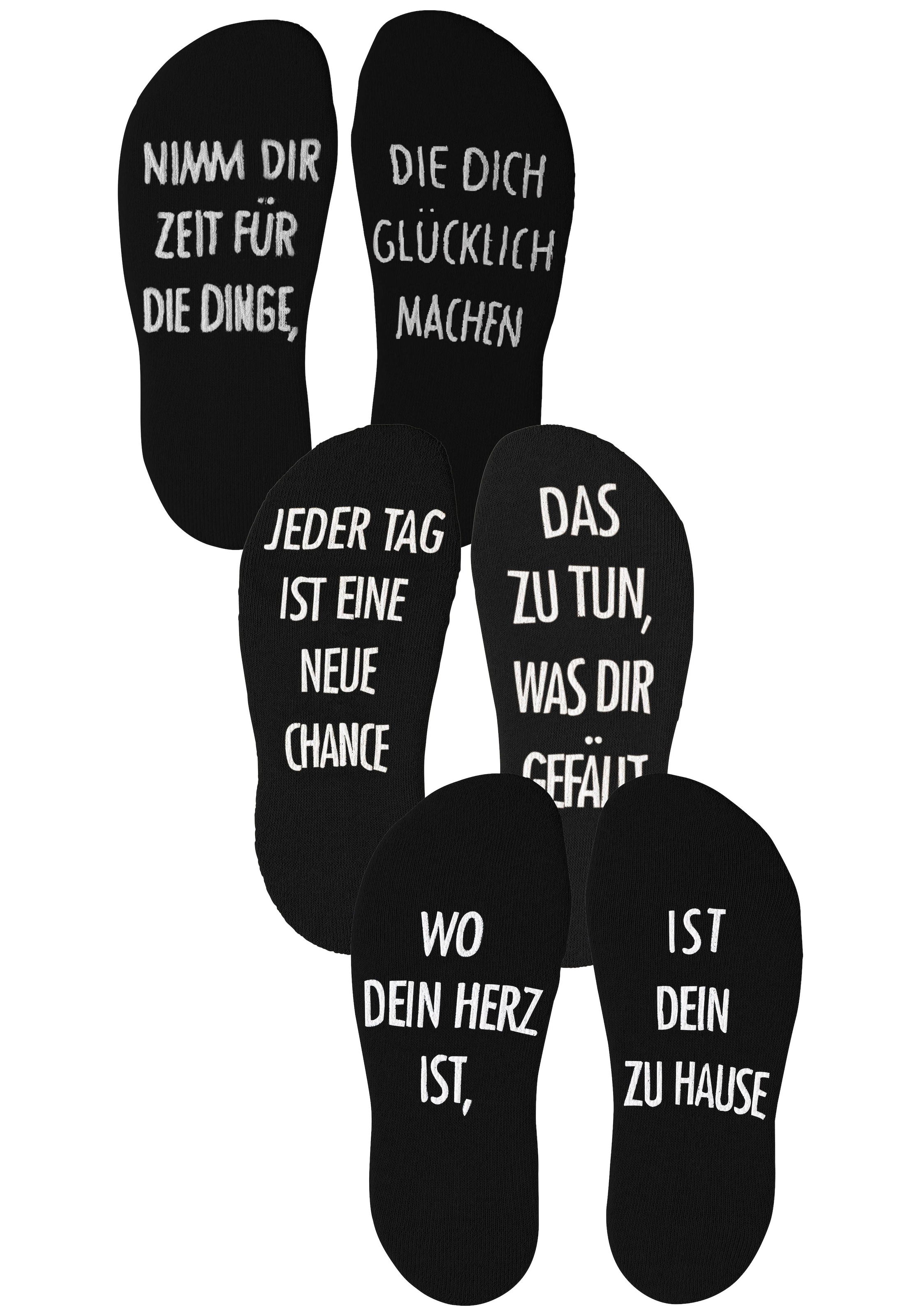 Arizona Kuschelsocken Packung, 3 Stk. tlg. mit Antirutsch in Form eines Spruches