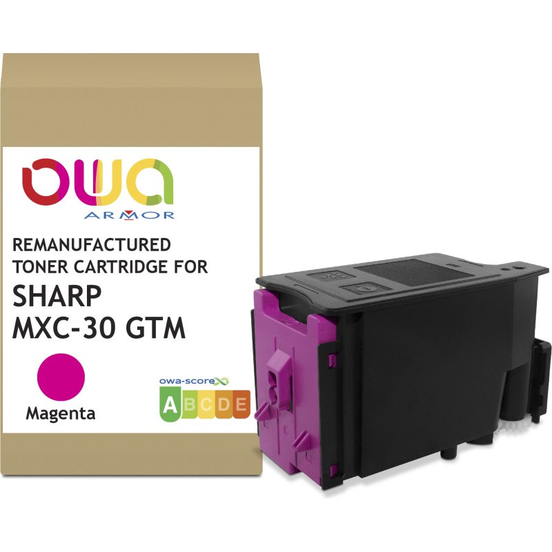 Toner remanufacturé OWA - standard - Magenta - pour SHARP MXC-30GTM, SHARP MXC-30GTM