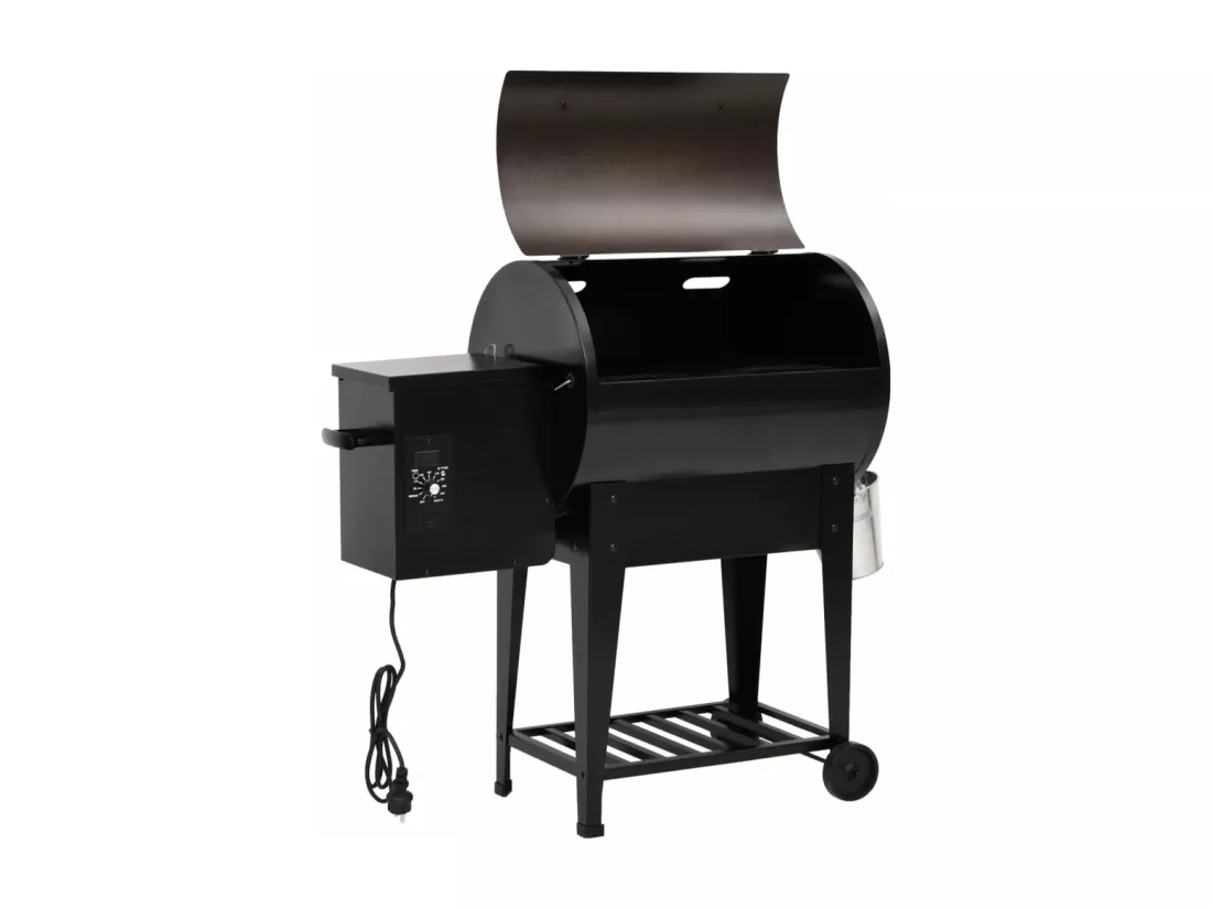 Gril à granulés avec étagère inférieure noir 94 cm fer