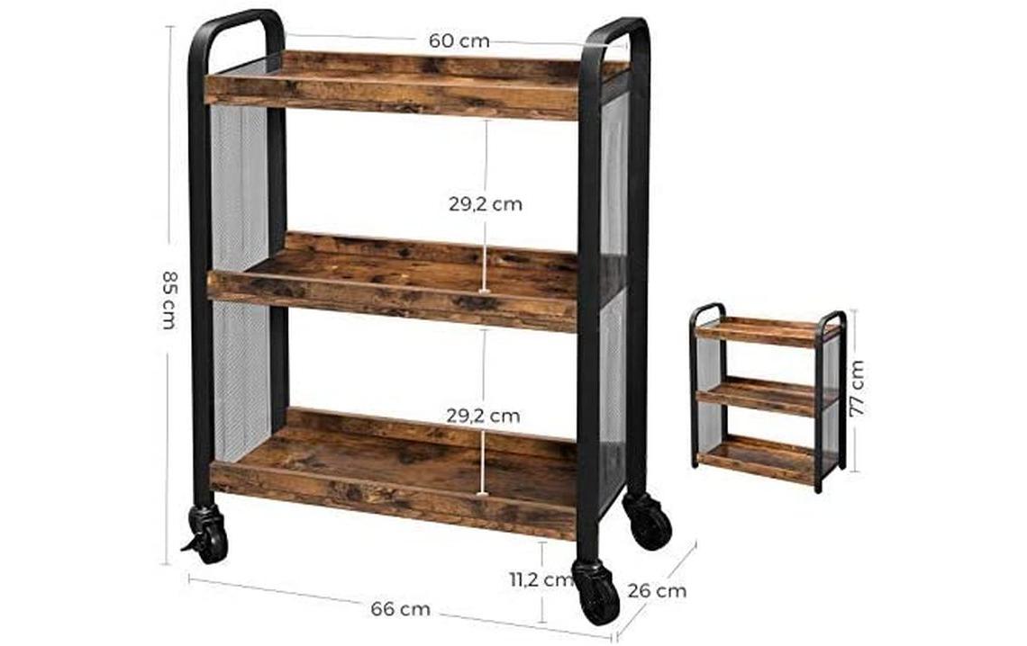 Bartrolley mit Rollen 66 x 85 cm, Braun/SchwarzModerner Barwagen