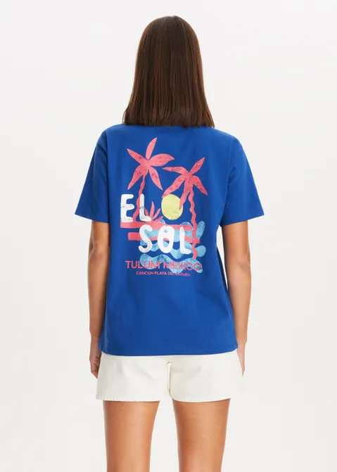 T-shirt met print el sol blauw (BLW.D)