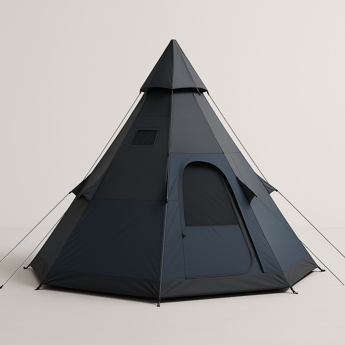 Teepee Zelt Polyester Dunkelgrau für 6 Personen 365x315 cm