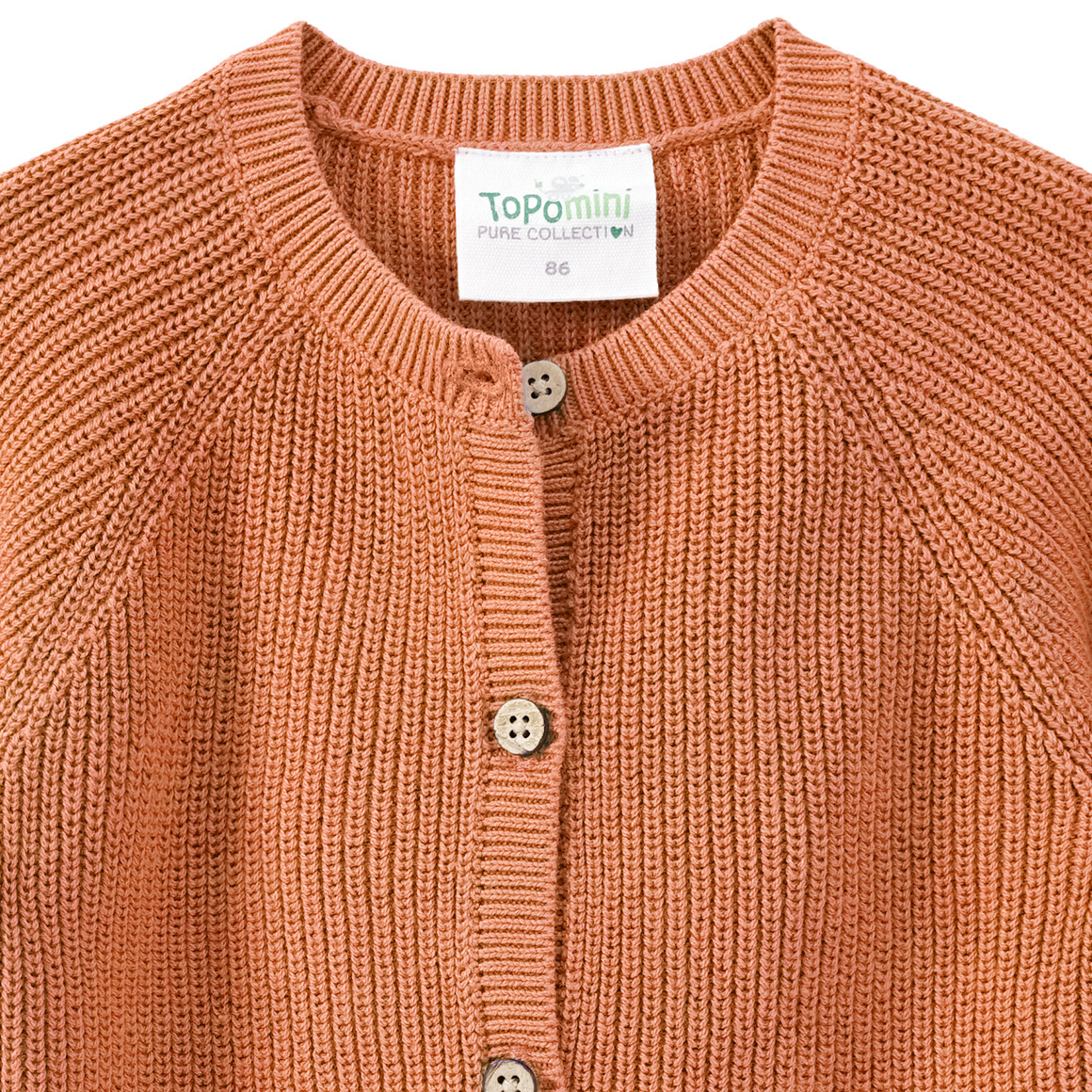 Topomini Pure Collection Baby Strickjacke mit Knopfleiste terracotta