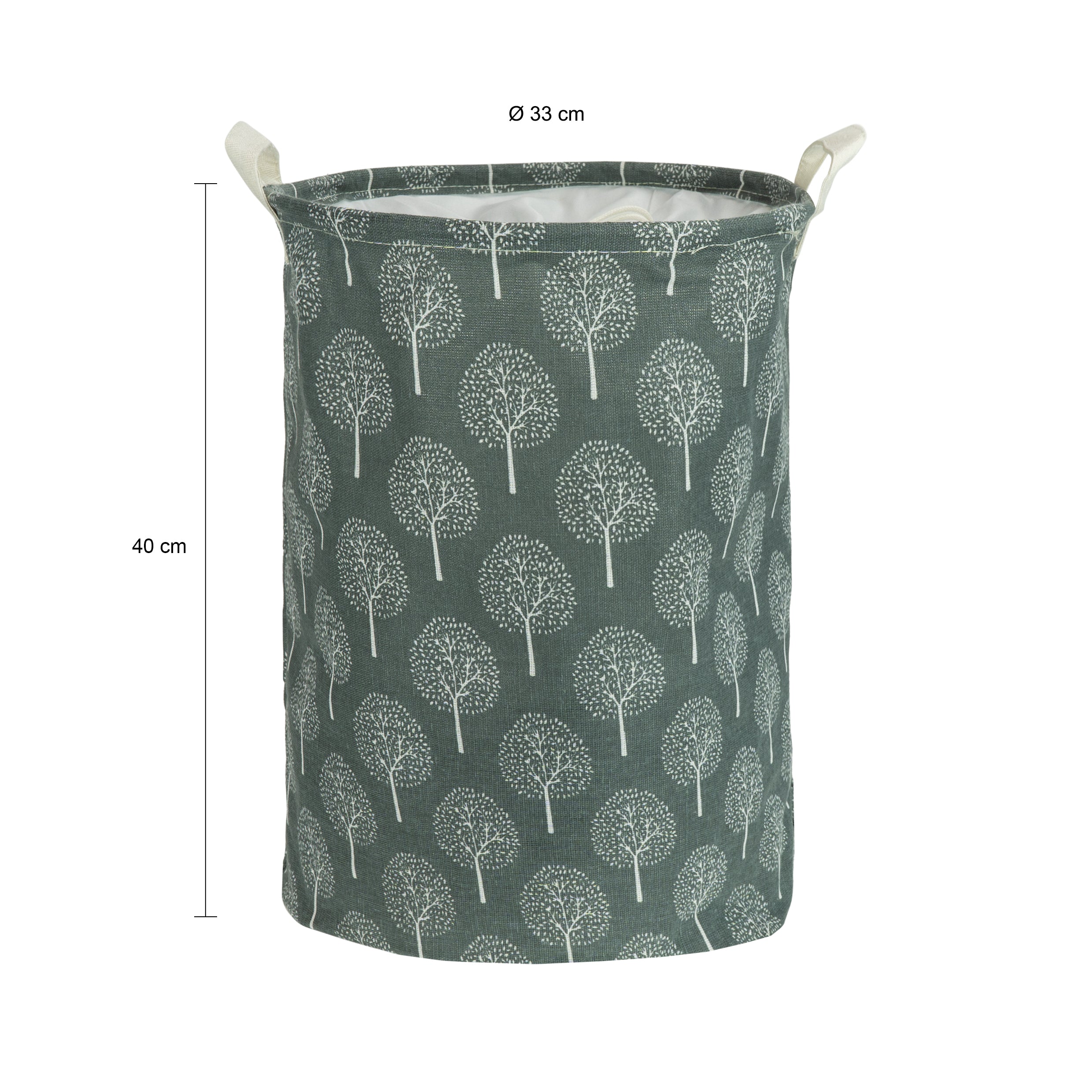 QUVIO Wasmand rond stof - boom - Grijs