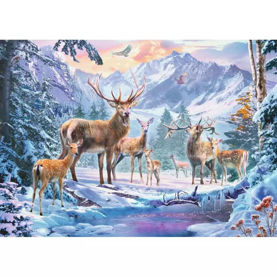 Ravensburger Rehe und Hirsche im Winter bunt