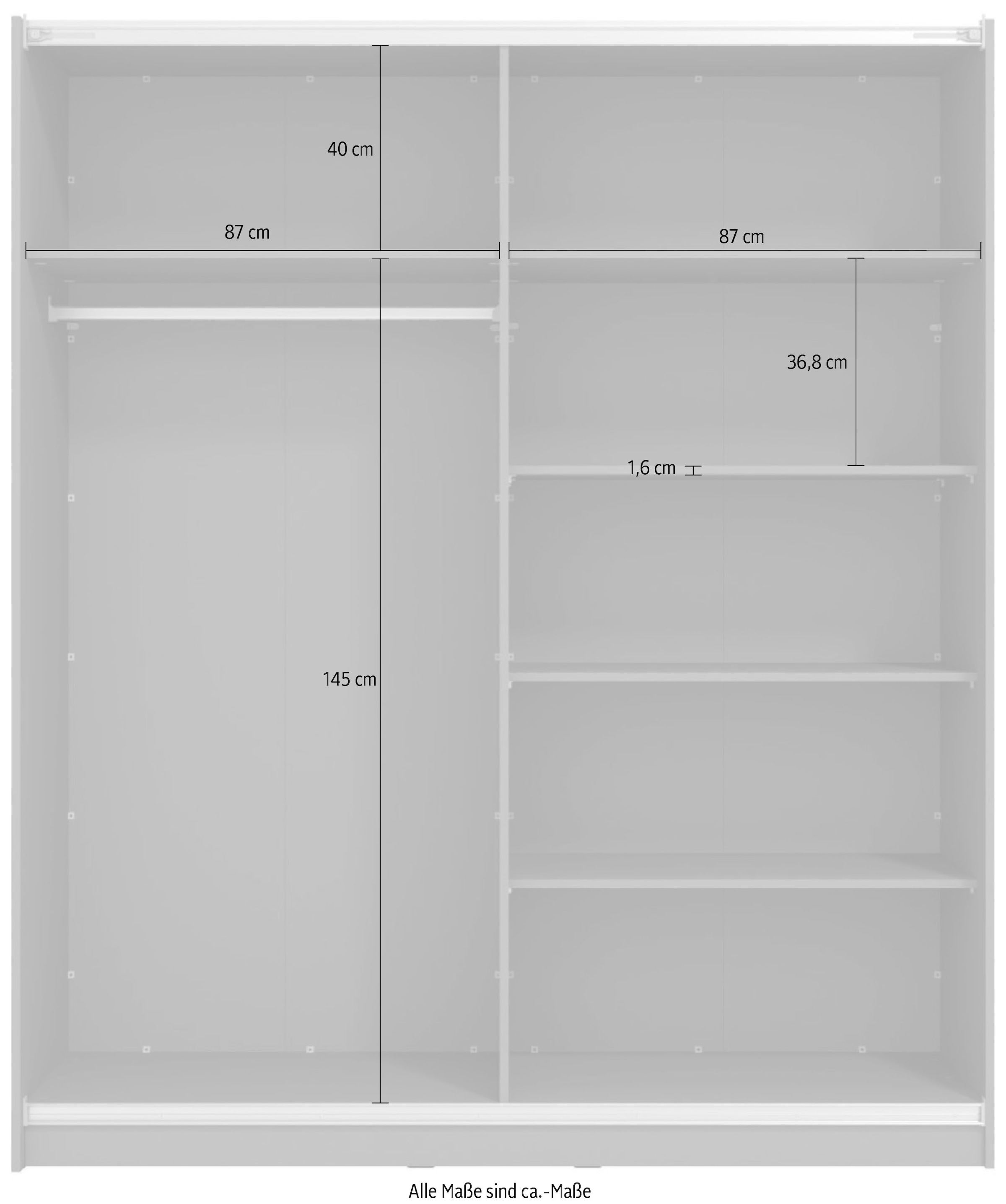 INOSIGN Schwebetürenschrank »Sierra klassischer Kleiderschrank Wäscheschrank 179 oder 217cm breit« mit kompletter Inneneinteilung, FSC®-zertifizierter Holzwerkstoff