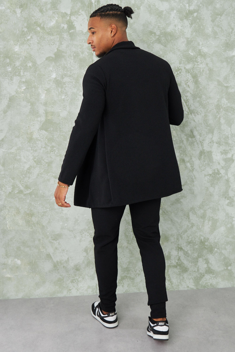 Ensemble 2 pièces gilet + pantalon noir texturé