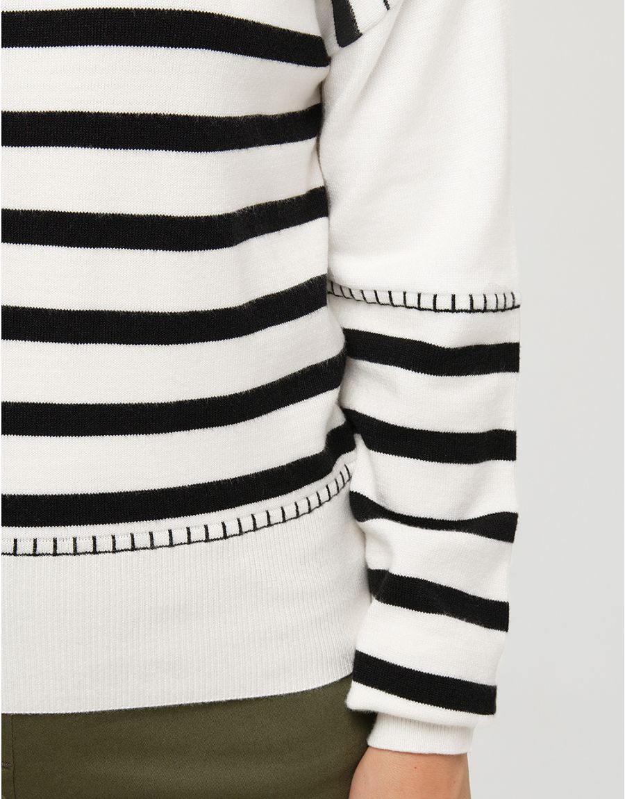 Pull marinière écru