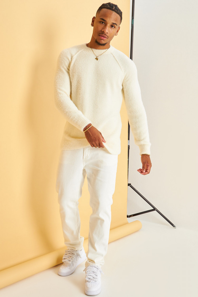 Jeans coupe droite blanc cassé