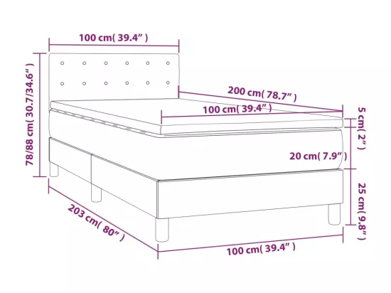 Sommier tapissier avec matelas Crème 100x200cm Similicuir