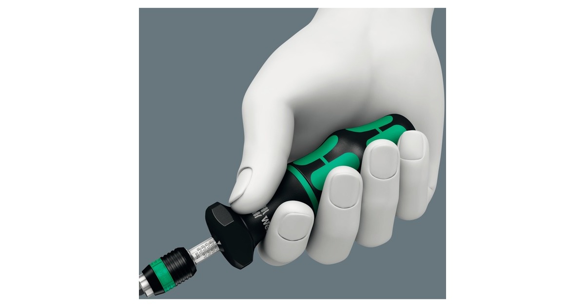 Wera7440/41/42 Kraftform momentschroevendraaierset 0,3-6,0Nm  (Zwart/groen, 27-delig, met Rapidaptor snelspanboorhouder)
