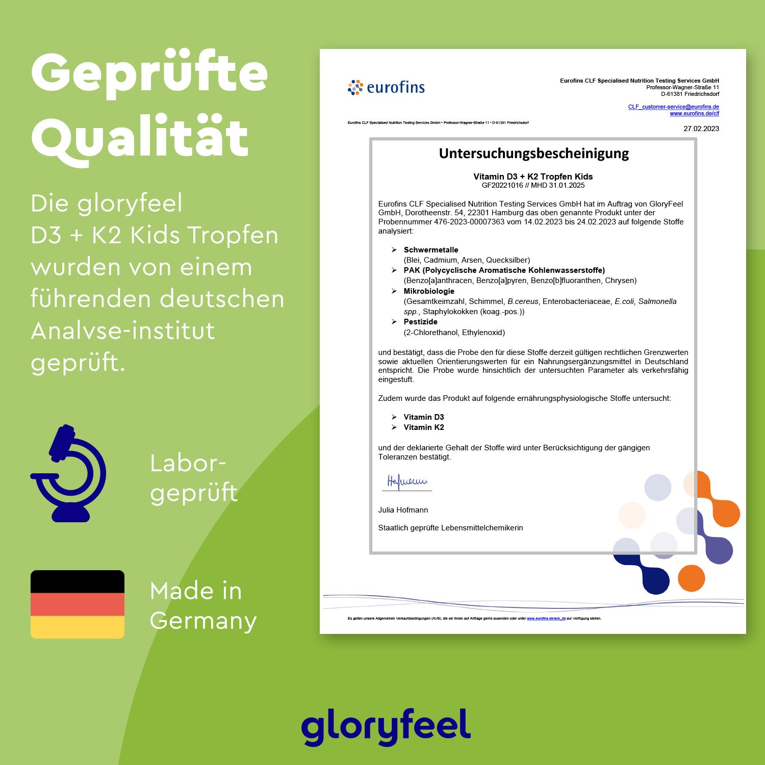 gloryfeel® Vitamin D3 + K2 500 I.E Tropfen Kids