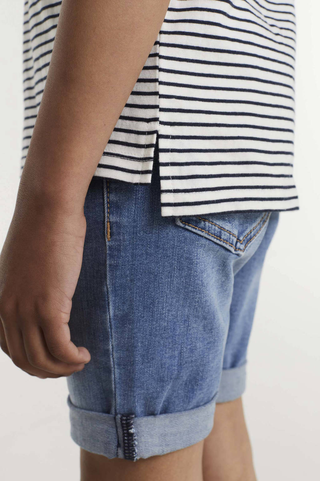 anytime gestreepte polo wit/blauw
