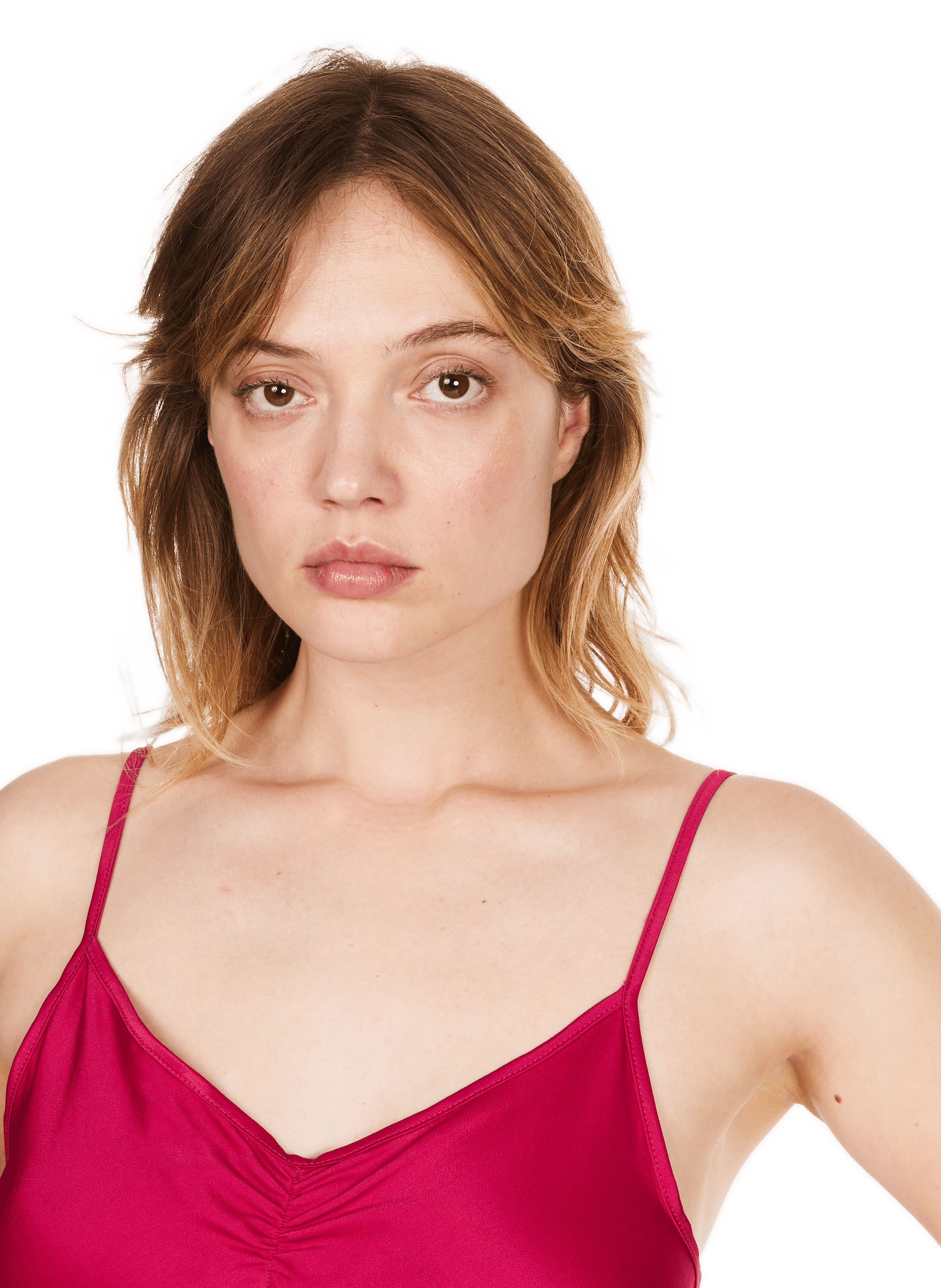 TIANY - Robe longue à bretelles satinée| Rose