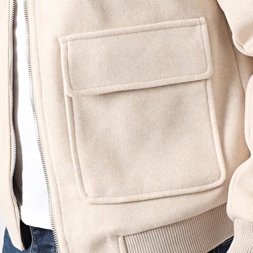 Veste Zippée Col Fourrure Beige
