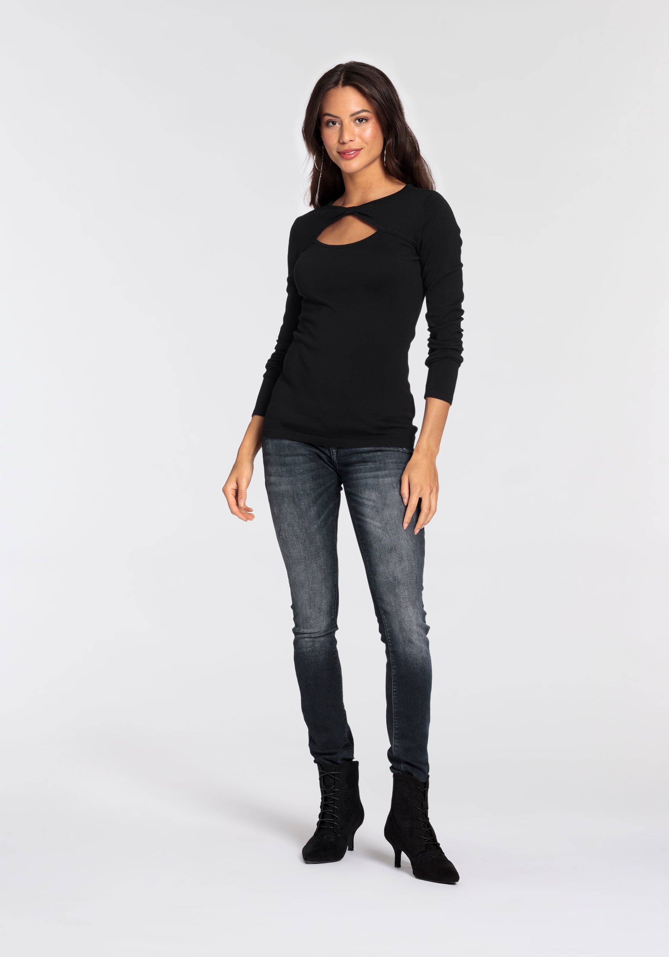 Melrose Strickpullover mit Cut-Out und Knotendetail