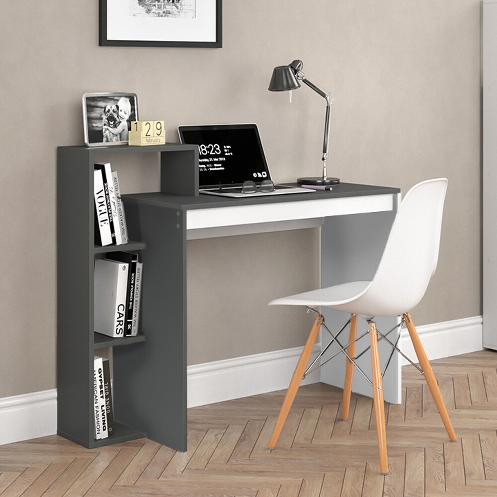 Vicco Schreibtisch Leo Schreibtisch Arbeitstisch Regal PC Tisch Weiß Anthrazit