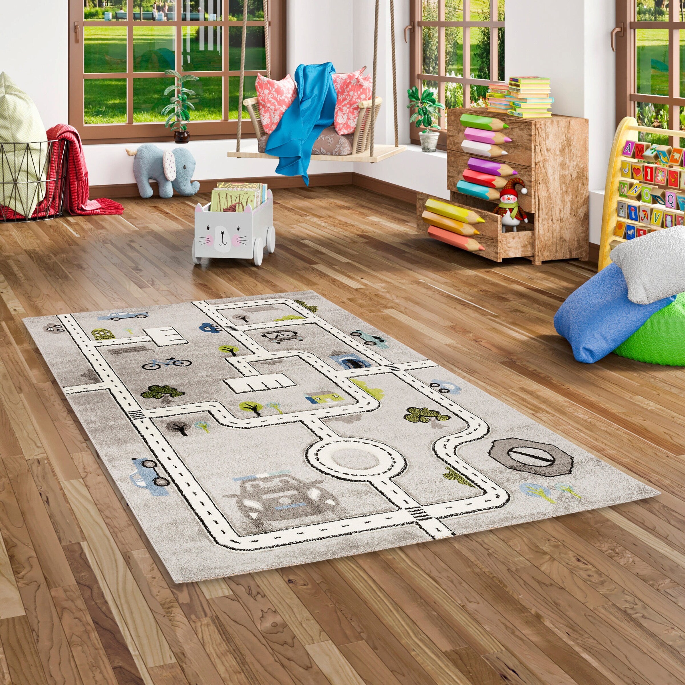 Pergamon Kinder Teppich Maui Kids Straßen Grau