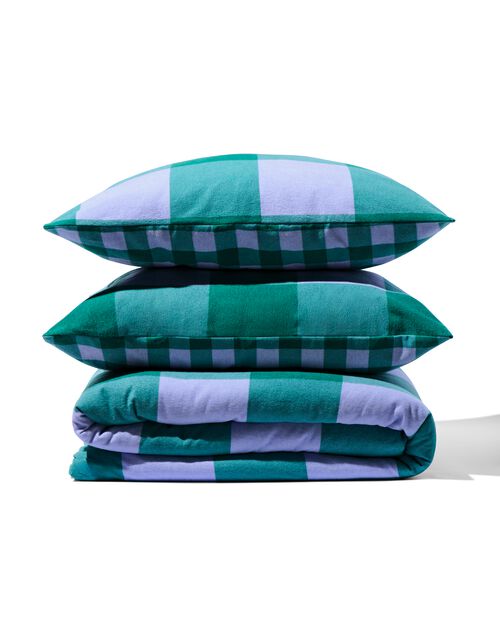 housse de couette flanelle 200 x 200/220 carreaux vert