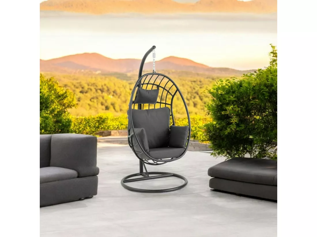 Fauteuil suspendu design en aluminium noir OSLO