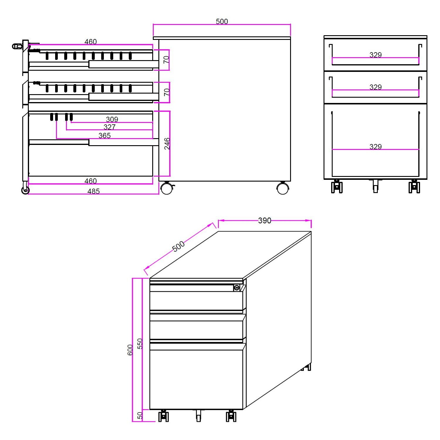 Rollcontainer COLOR OS Stahl hjh OFFICE