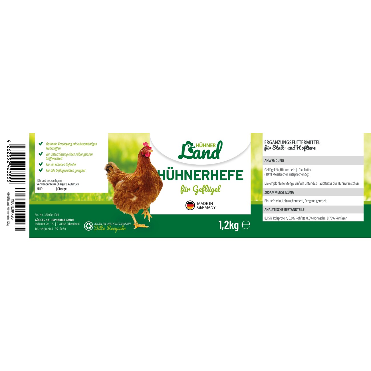 HÜHNER Land Hühnerhefe 1,2kg