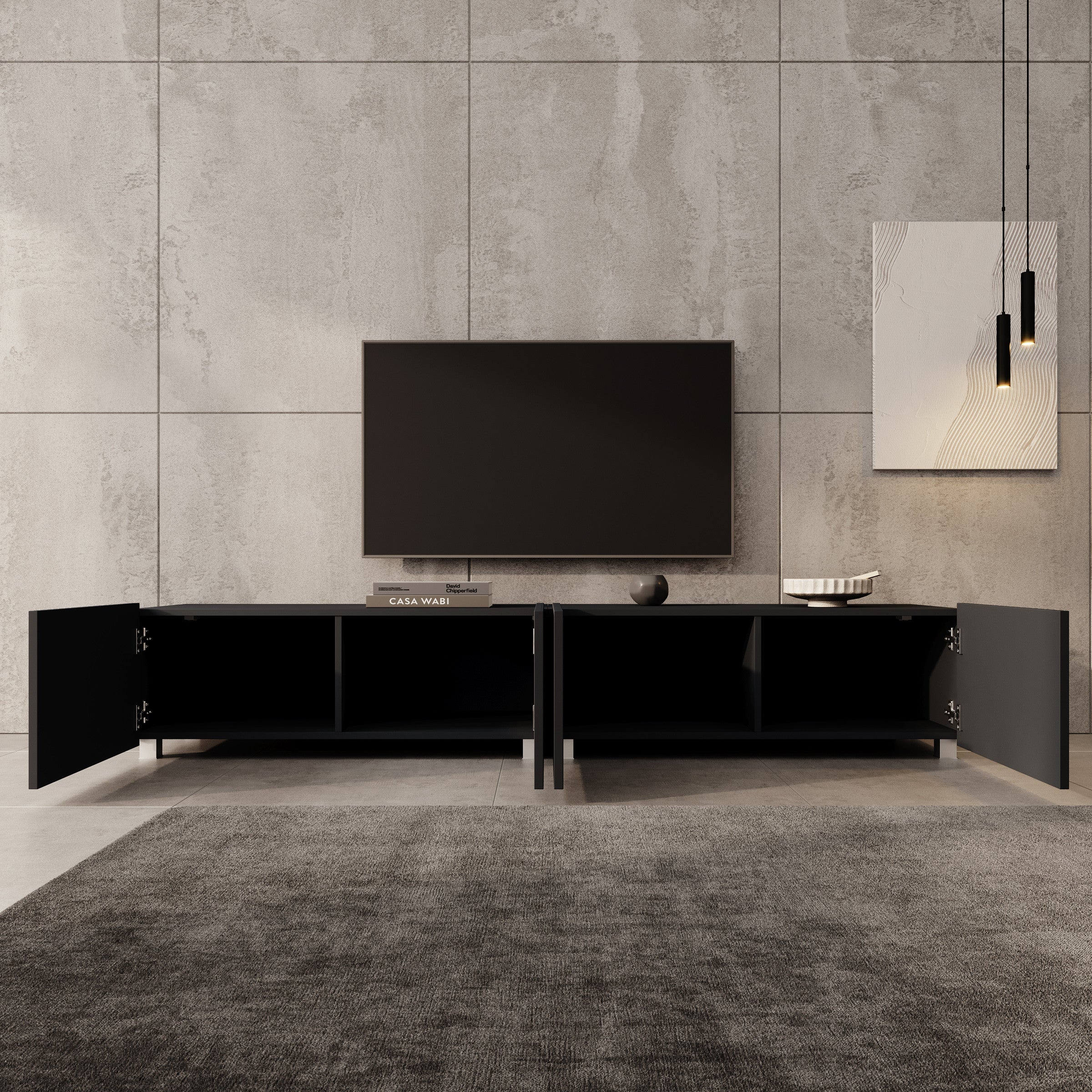 Kenderes - TV-Meubel - Zwart - 200x41x38 cm