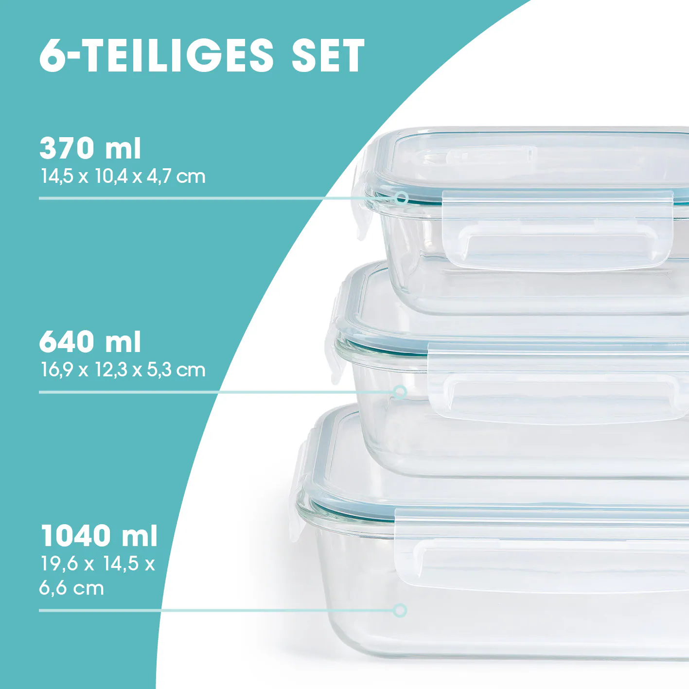 GOURMETmaxx Glas-Frischhaltedosen Klick-it 6-tlg.