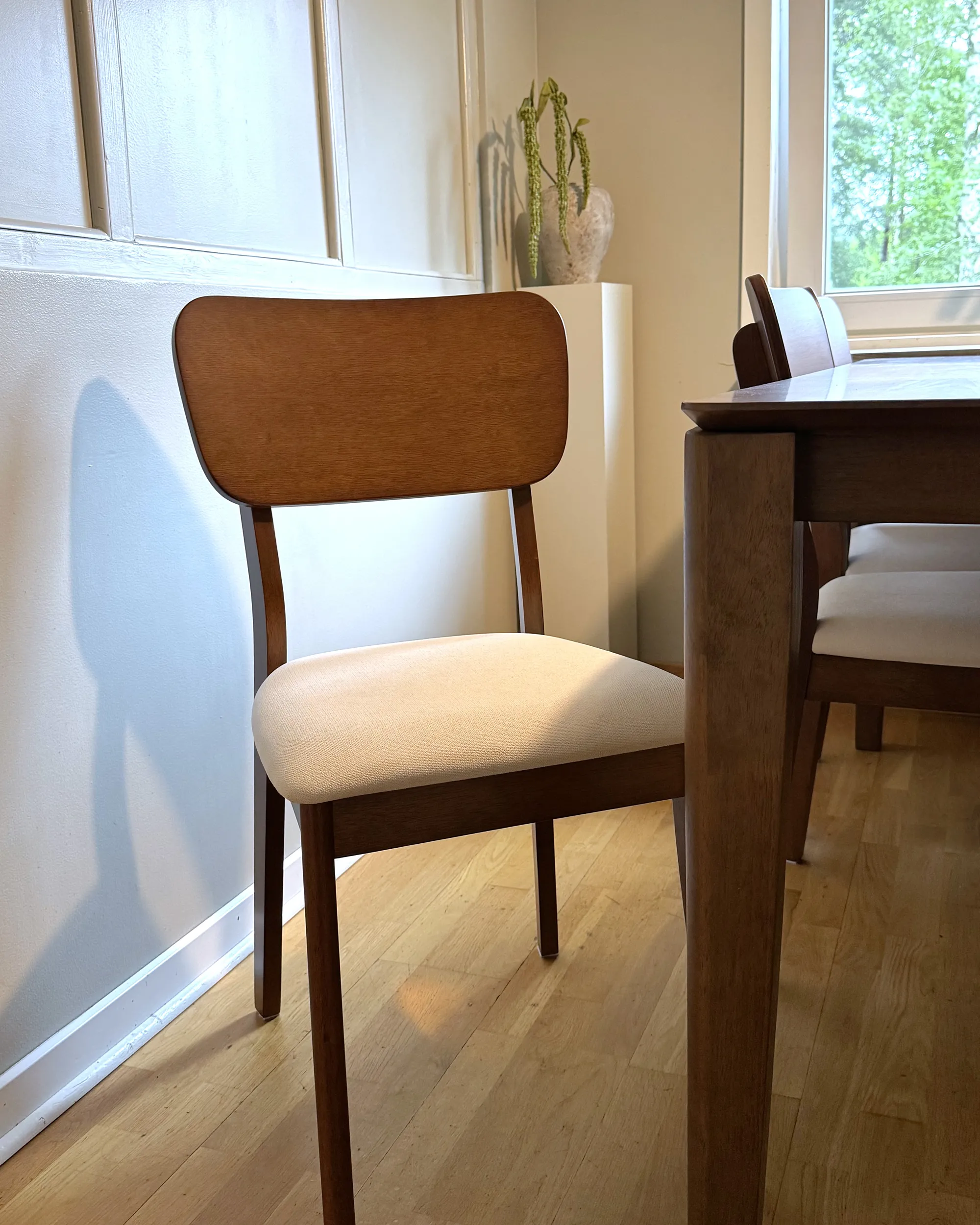 Set van 2 eetkamerstoelen MINIER Hout Donkerbruin/beige