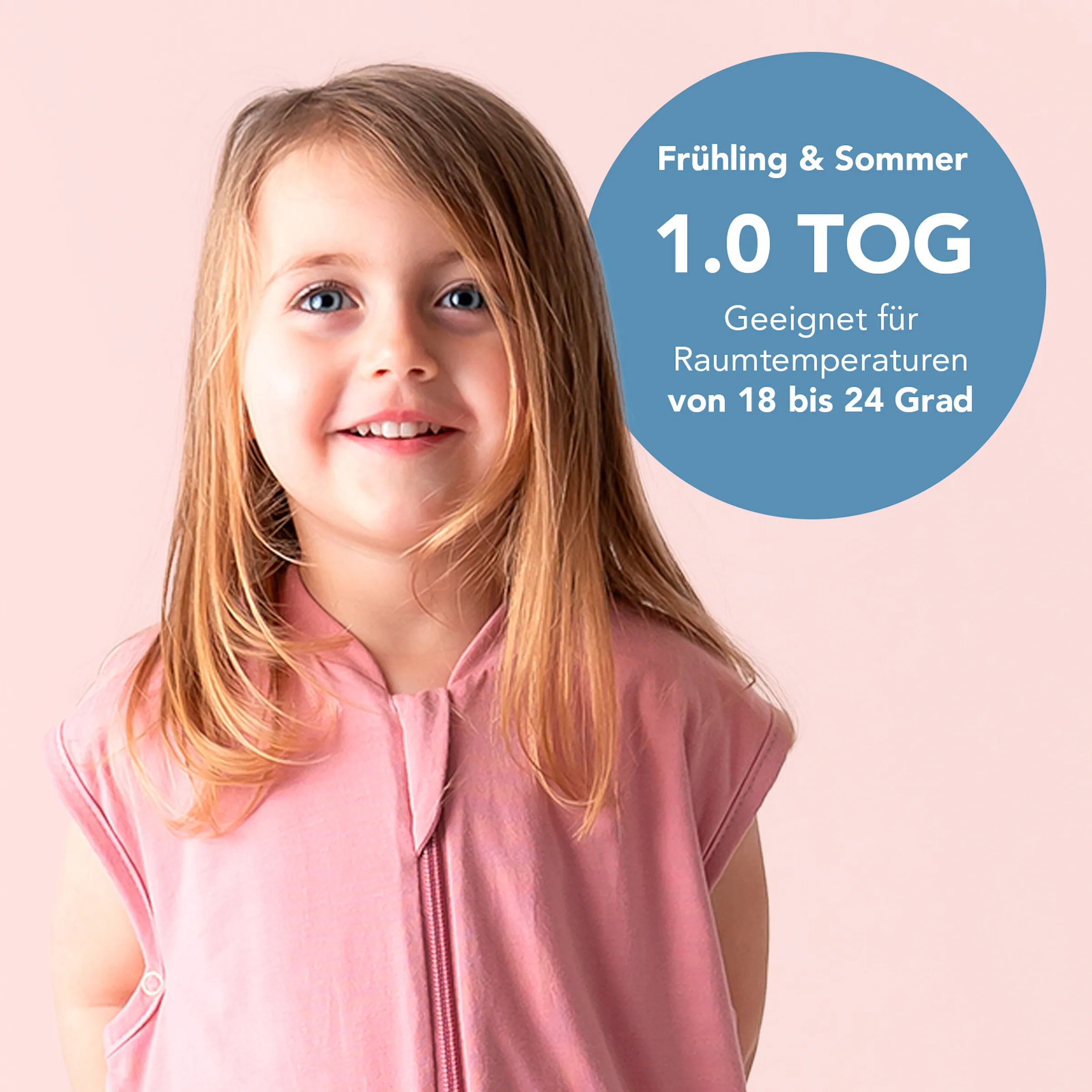 schlummersack Schlafsack ohne Füßen 1.0 Tog Pastellrosa