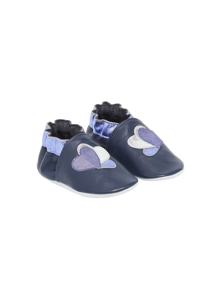 Chaussons en cuir bleus avec patch curs