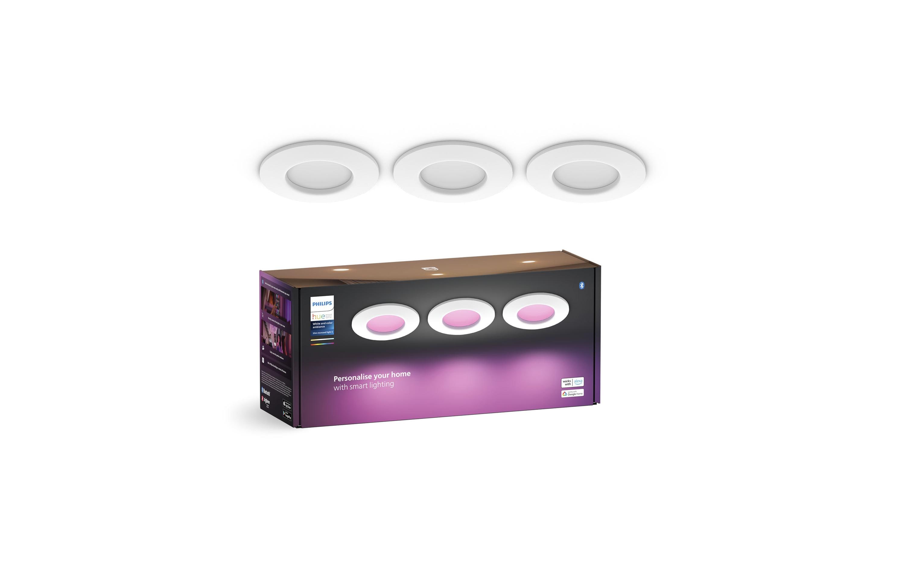 White & Color Ambiance Slim Recessed 90 mm 3er weiss<br>Smarte Hue-Einbauleuchte