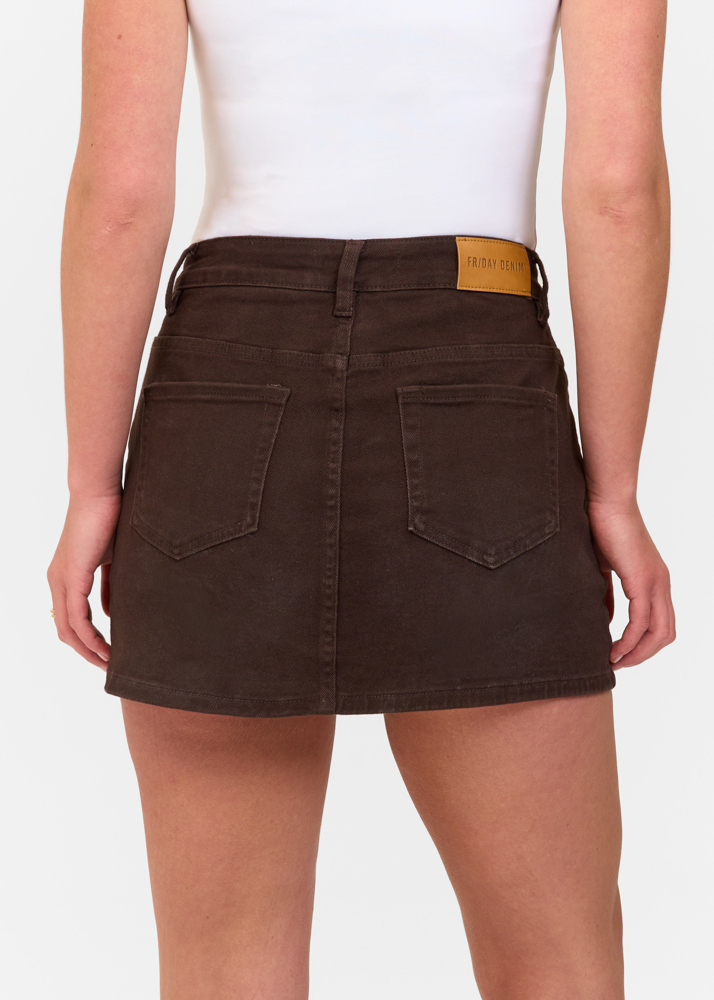 Denim stretch skort deep choco