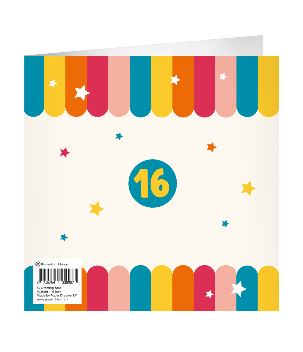 16 Jaar Wenskaart 23cm