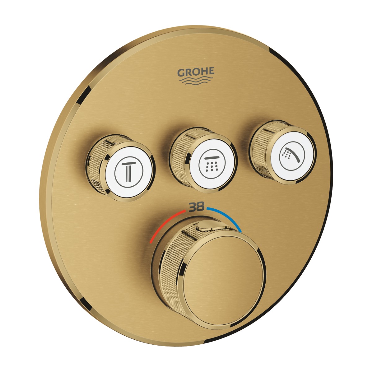 Grohe Grohtherm SmartControl thermostaat met omstel 3-weg rond brushed cool sunrise