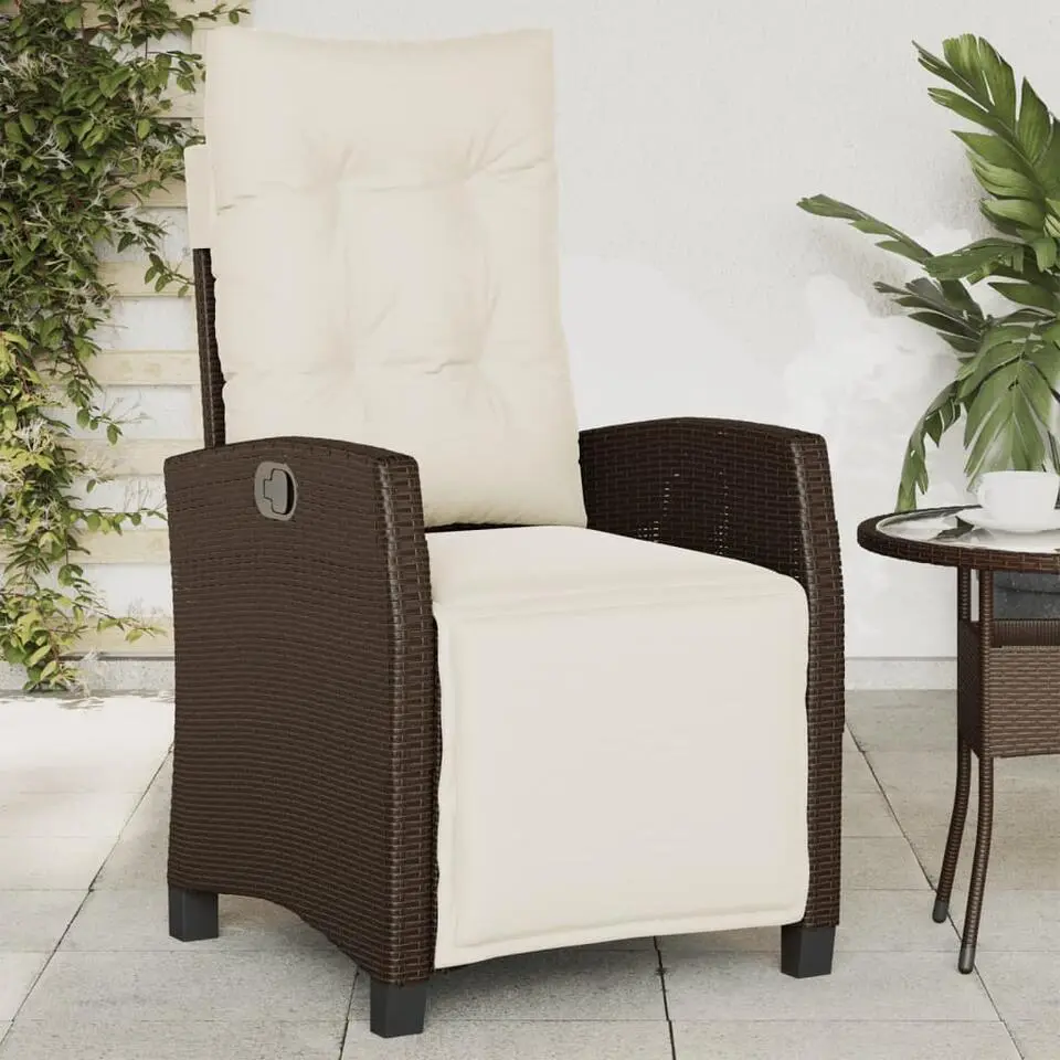 vidaXL - Verstelbare tuinstoelen en voetensteun - Bruin - Poly rattan - 2 stuks