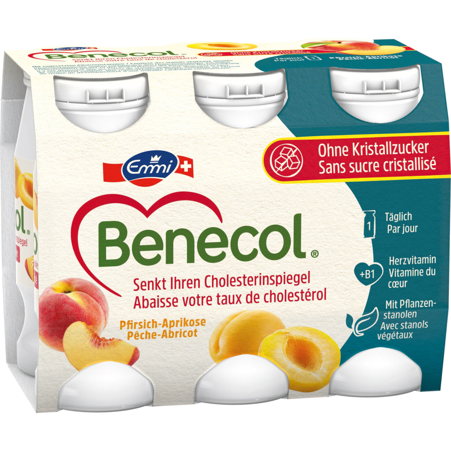 Benecol Pfirsich & Aprikose ohne Zuckerzusatz 6x65ml