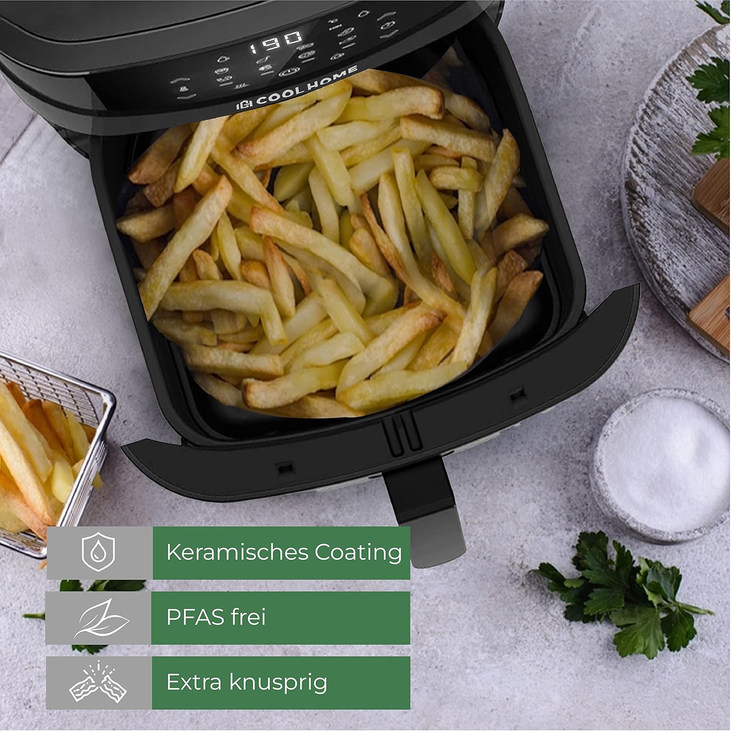 AF23 Airfryer XXL Deluxe - 6,5 Liter - Heißluftfritteuse mit Keramikbeschichtung - schwarz