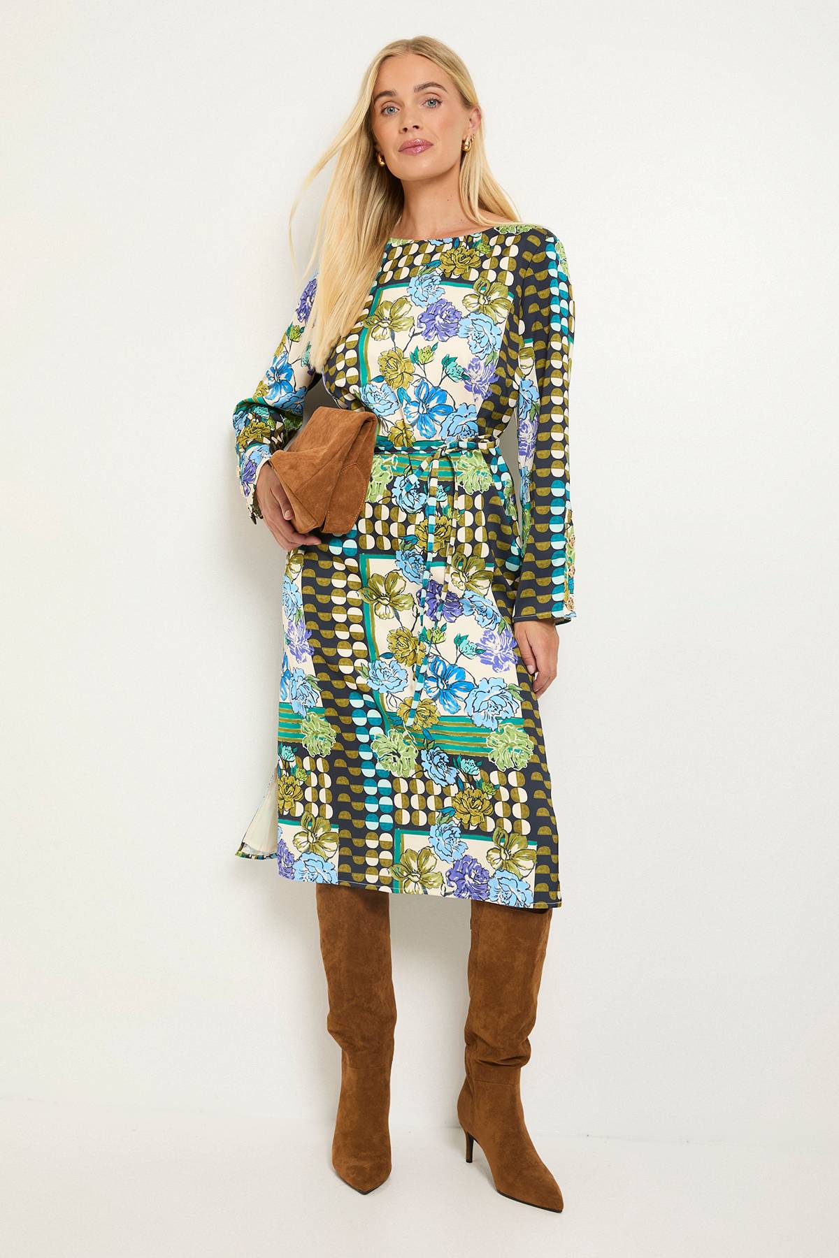 Wallis Robe Midi Droite À Patchwork Petite Taille