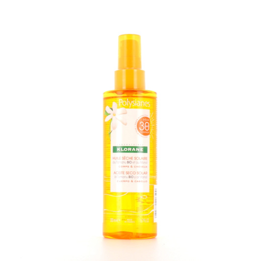 Huile sèche solaire corps et cheveux Klorane Polysianes
