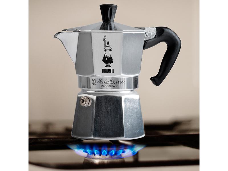 Bialetti Espressokocher Moka Express 6 Tassen, Silber Italienische Espressokanne – ein Design-Klassiker